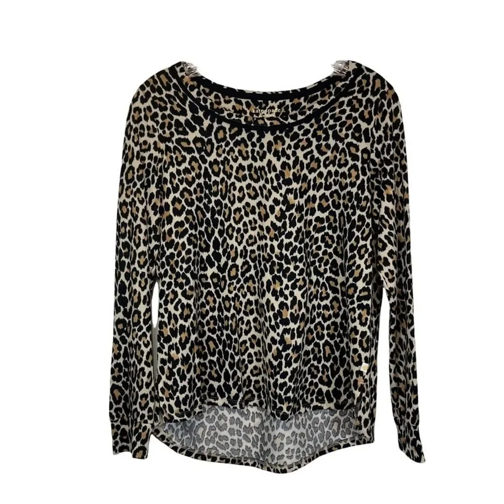Kate Spade Leopard Animal Printed Long Sleeve Shirt Size Woman's Small